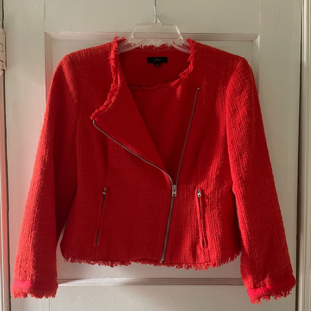 J.Crew Tweed Fringe Moto Jacket